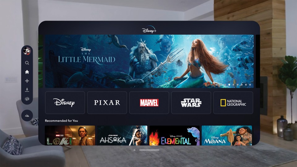 The headset offers apps – Disney+ for example, seen here – just like your iPhone