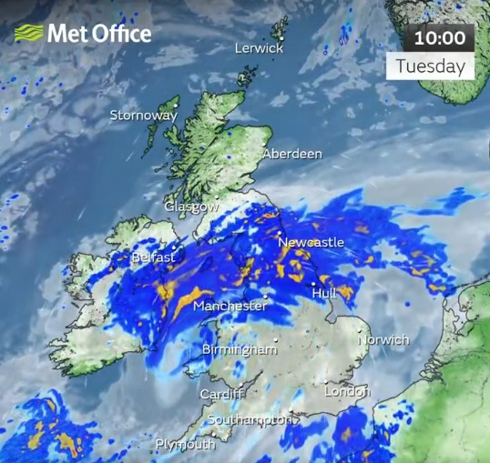 A storm will move across the UK