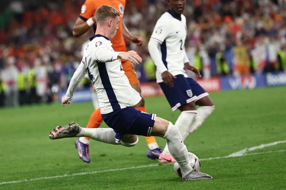 Cole Palmer in action during the Euro 2024 semi-final against the Netherlands in Dortmund on July 10, 2024