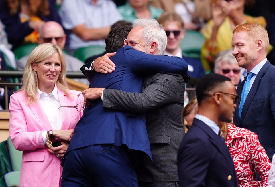 Jackman and Mendes enjoyed a big hug in the Royal Box