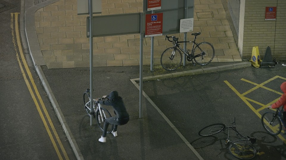 Two sets of criminals eyed up the bike before one managed to break the lock