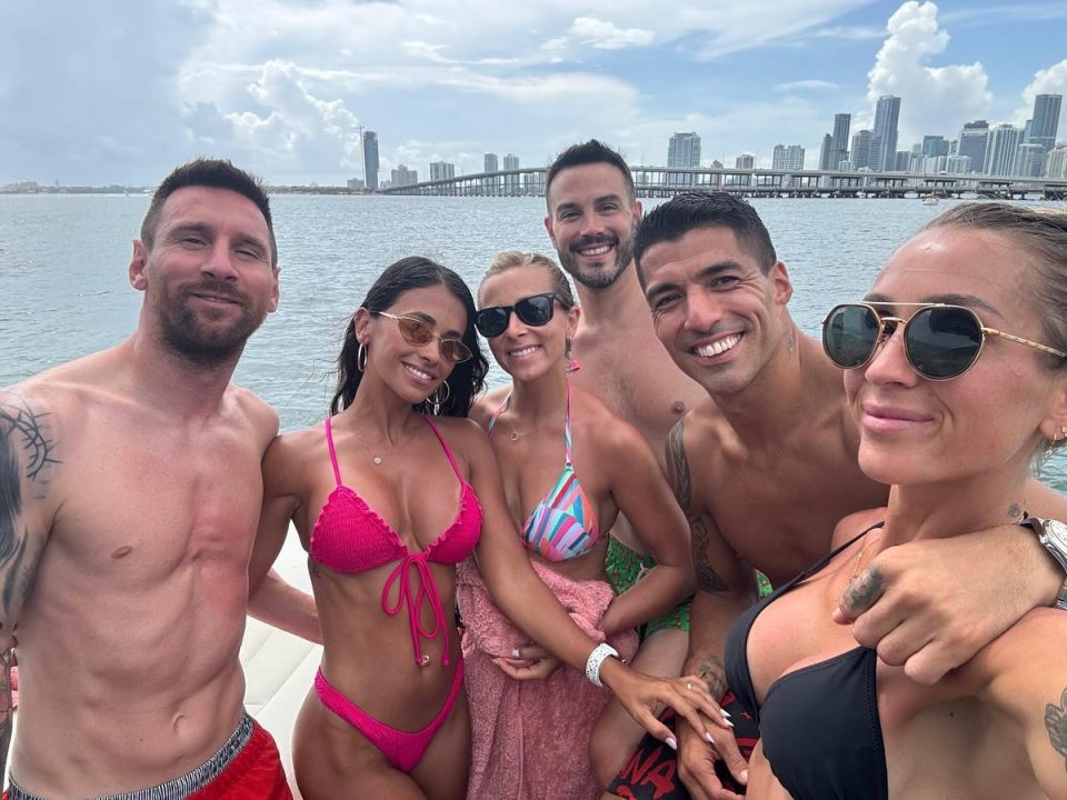 The couple were on a boat with Luis Suarez