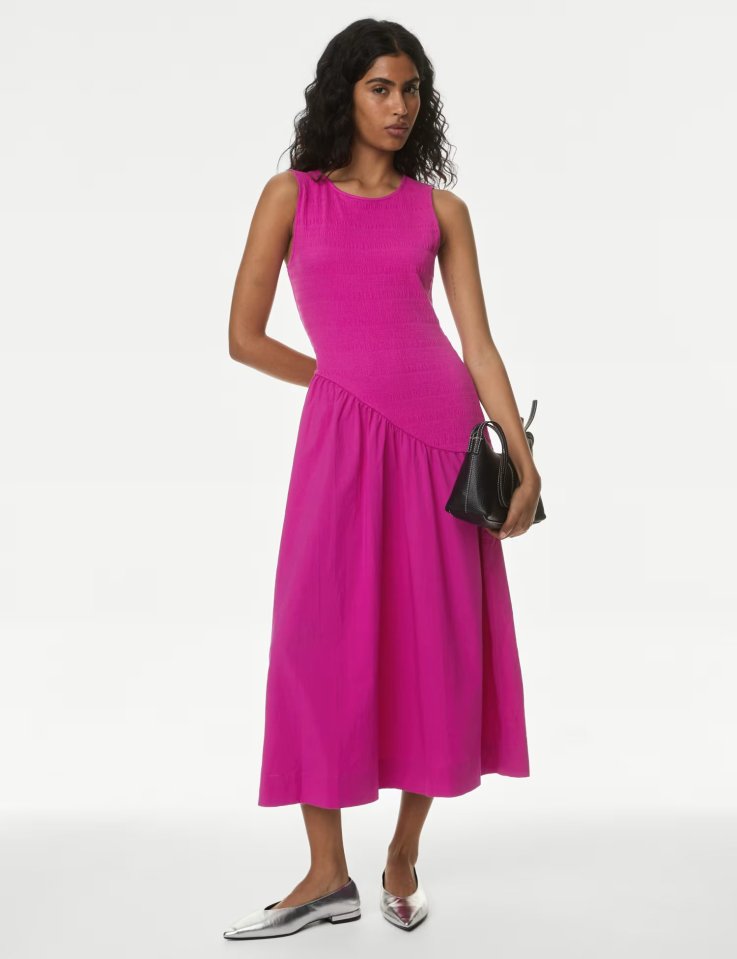 The light weight frock also comes in fuchsia