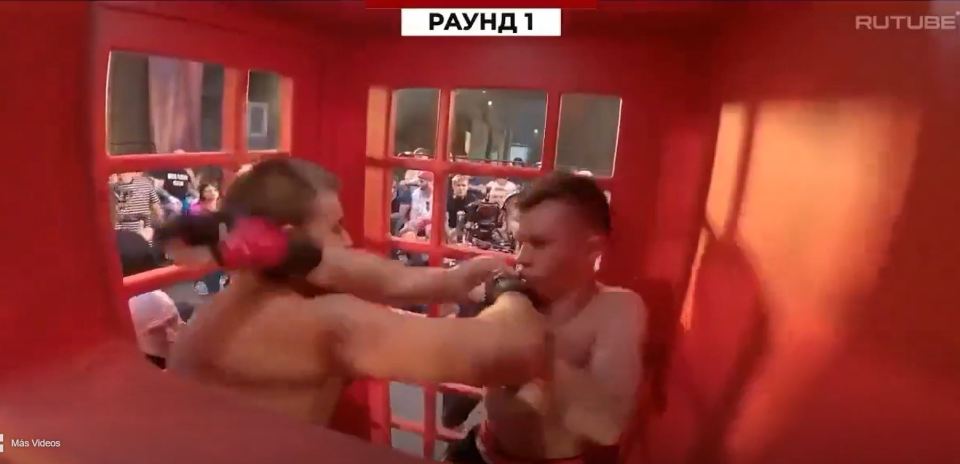 Fighters pummelled each other during a frantic brawl in the tight booth