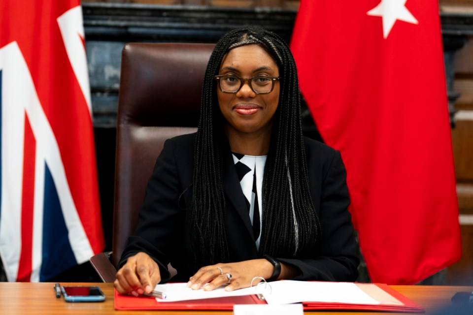 Business Secretary Kemi Badenoch during talks on an upgraded UK-Turkey free trade agreement with Turkey's Trade Minister Omer Bolat, in the Old Admiralty Building, London. Picture date: Thursday March 14, 2024. PA Photo. See PA story POLITICS Turkey . Photo credit should read: Jordan Pettitt/PA Wire