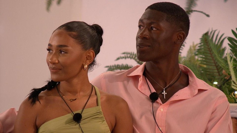 Editorial Use Only. No Merchandising. No Commercial Use. Mandatory Credit: Photo by ITV/REX/Shutterstock (14571258p) Jessica Spender and Ayo Odukoya 'Love Island' TV Show, Series 11, Episode 32, Mallorca, Spain - 04 Jul 2024