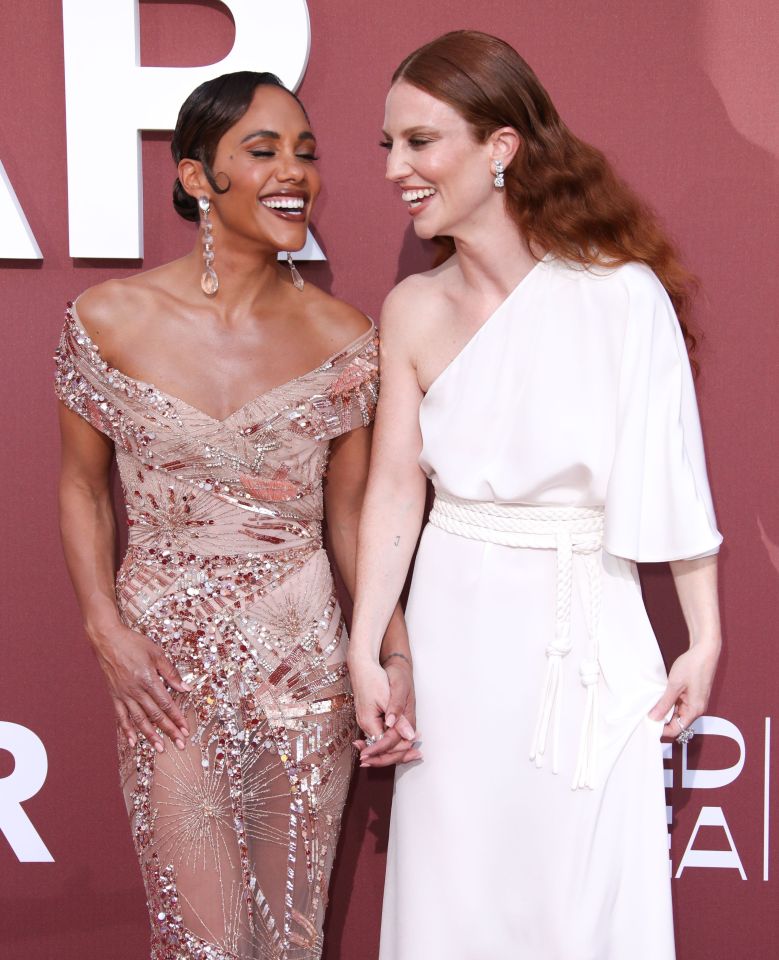 Alex Scott and Jess Glynne pictured together at the Cinema Against AIDS gala, 77th Cannes Film Festival, France - 23 May 2024