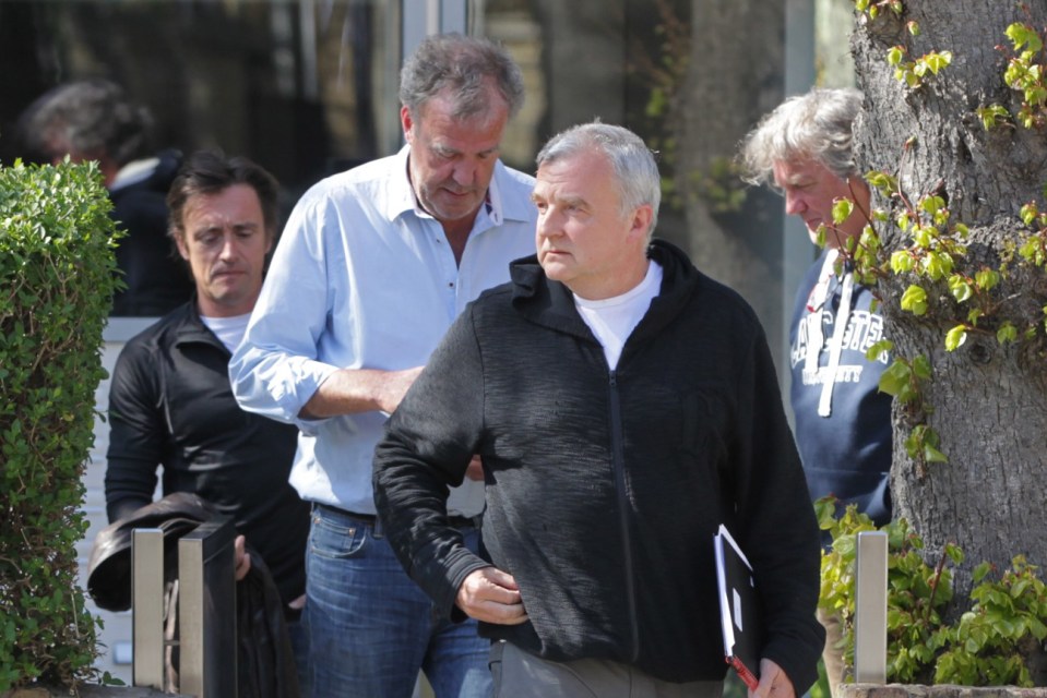 Splash News and Pictures NON - EXCLUSIVE: Jeremy Clarkson is seen with his former Top Gear colleagues for the first time after a secret meeting at Jeremy's flat. Richard Hammond arrived at the flat first just after 12 noon. James May arrived in a BMW electric car which was driven away by his wife. Shortly afterwards, Jeremy's friend and Top Gear TV Producer Andy Wilman arrived. After a 3 hours meeting, the former Top Gear presenters left Jeremy's flat and walked toward Holland Park High Street... Could they be reforming on a different TV channel ? - London ----------------------------------- For further sales information please contact our sales teams at sales@splashnews.com .