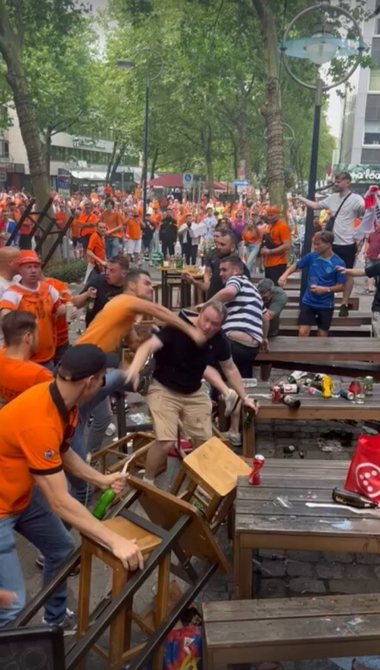 A fight broke between England and Netherland fans ahead of the Euro semifinal tonight