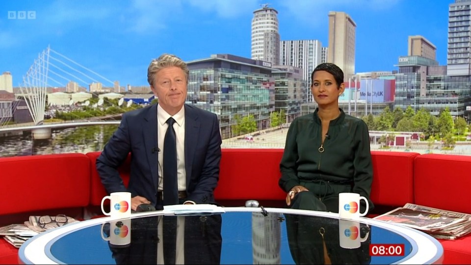 Charlie Stayt and Naga Munchetty returned to the iconic sofa on Saturday morning