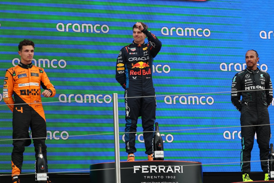 Lando Norris, Max Verstappen and Lewis Hamilton (Credit: Getty Images)