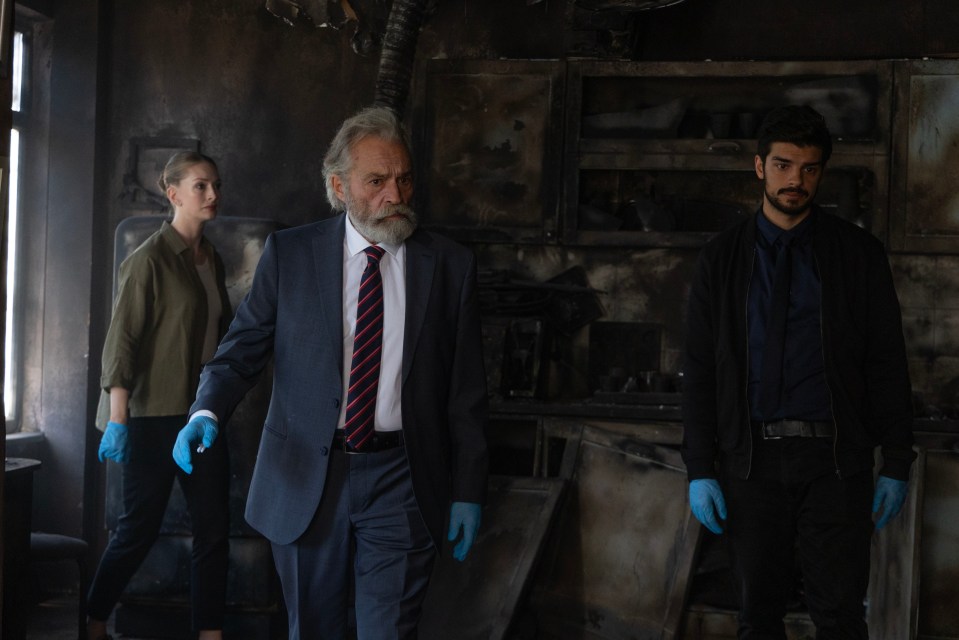 Ayse Farsakoglu (Yasemin Kay Allen), Cetin Ikmen (Haluk Bilginer) and Mehmet Suleyman (Ethan Kai) In BBC2 drama The Turkish Detective (Credit: Paramount)