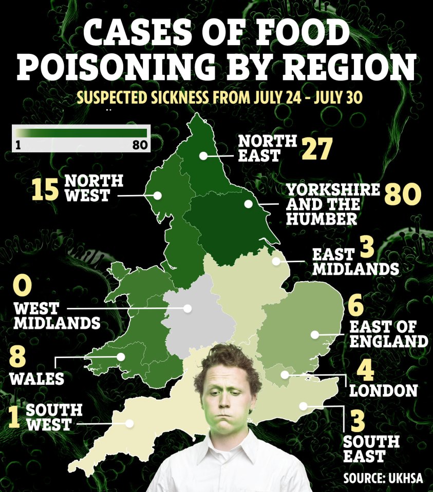 Map reveals suspected cases of food poisoning