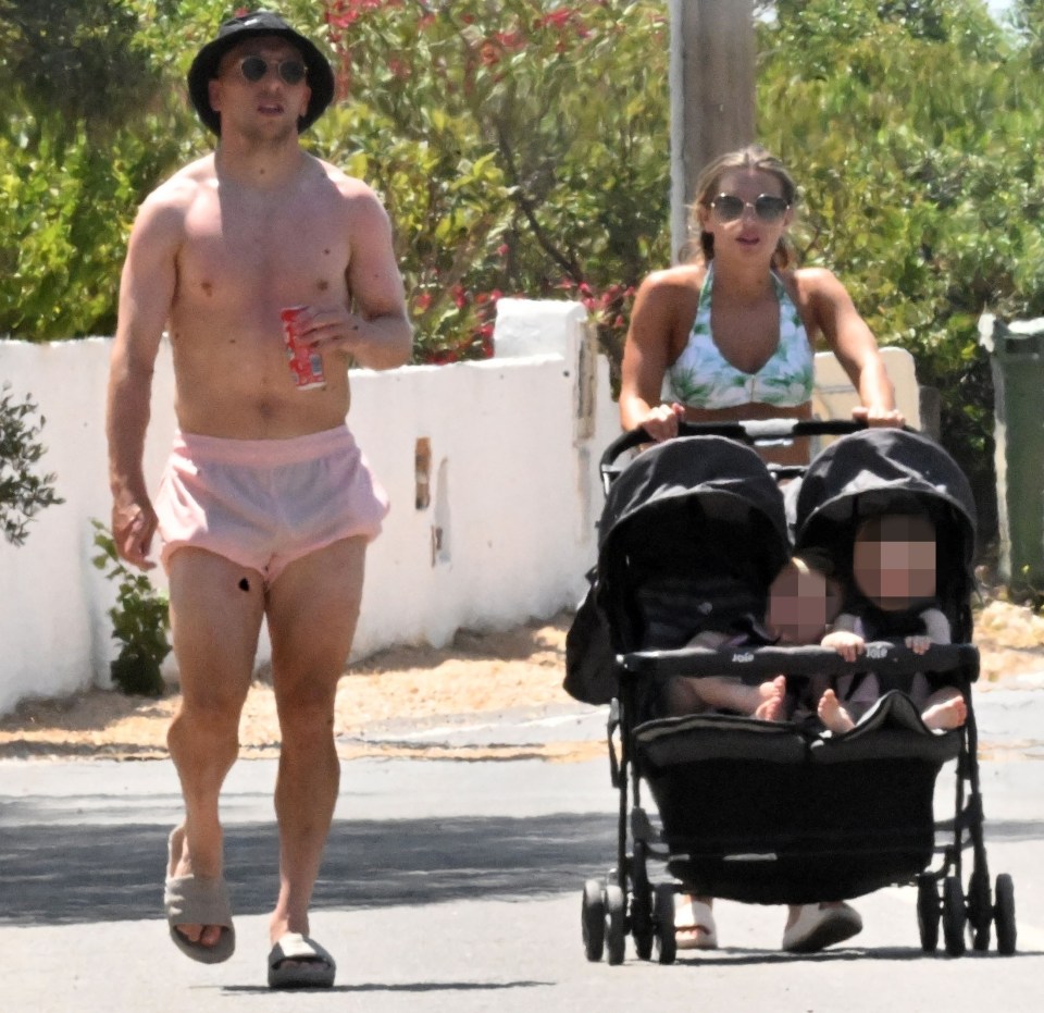 Dani Dyer and Jarrod Bowen were spotted walking with their twins in Portugal