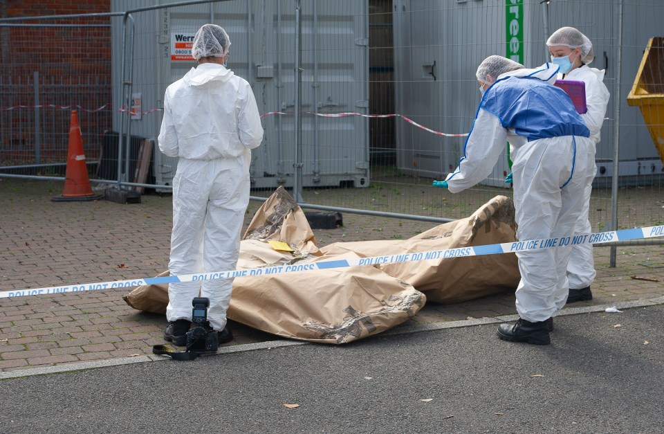 Blood stains were found across the pavements and roads near the attack