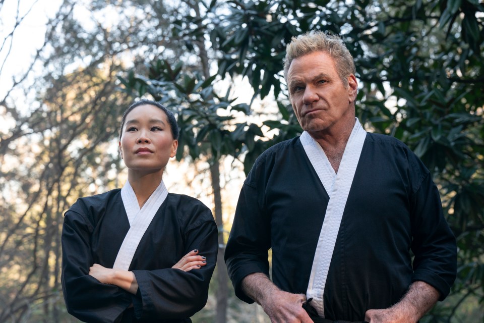 Cobra Kai. (L to R) Alicia Hannah-Kim as Kim Da-Eun, Martin Kove as John Kreese in Cobra Kai