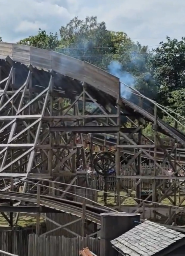 Smoke has been seen rising from the Wicker Man ride at Alton Towers