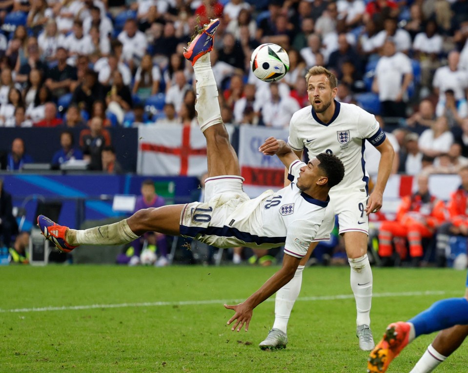 Real Madrid ace Jude Bellingham scored a 95th-minute overhead kick to tie a knockout game against Slovakia