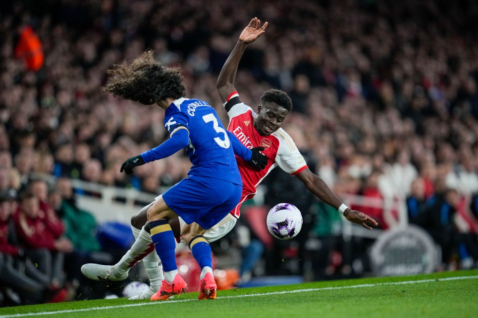 Bukayo Saka got the better of Marc Cucurella when Arsenal beat Chelsea 5-0 last season