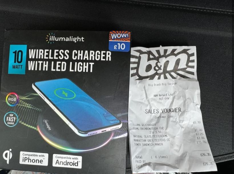 A shopper bought this wireless charger for just 10p