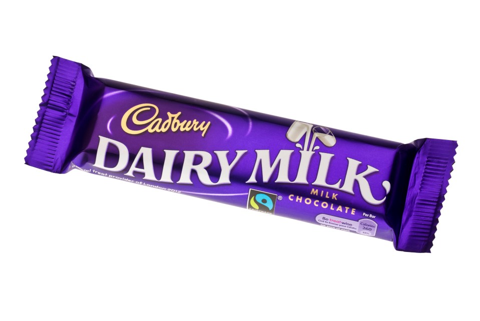 a bar of cadbury dairy milk chocolate on a white background