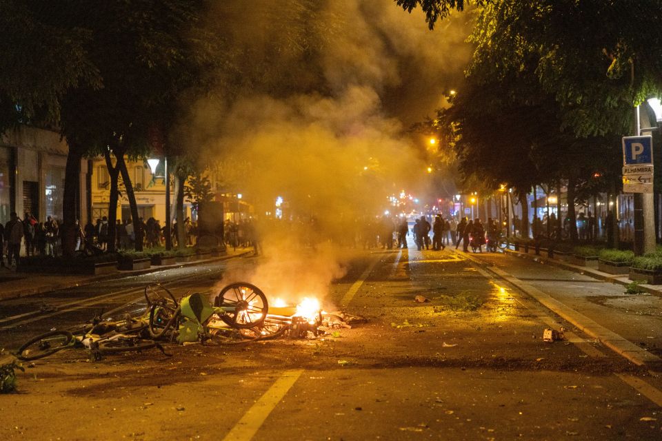 Protesters gathered at the Place de la République