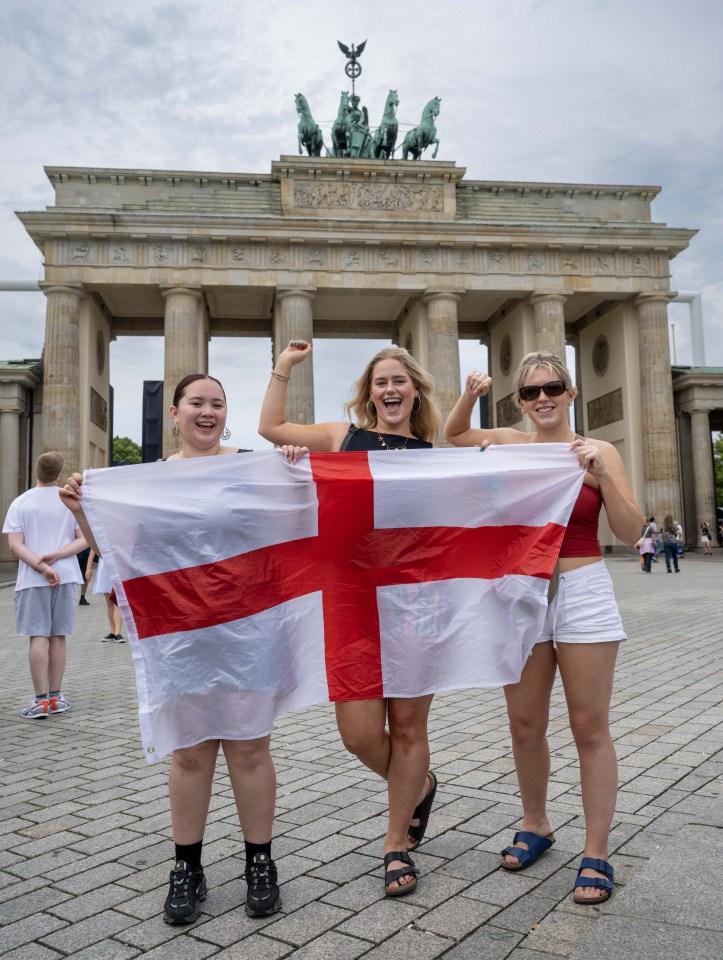 England fans gather in Berlin ahead of the crunch final against Spain on Sunday