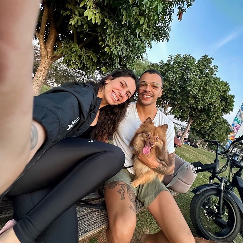 Here the couple pose for a snap with a cute dog which they shared on social media