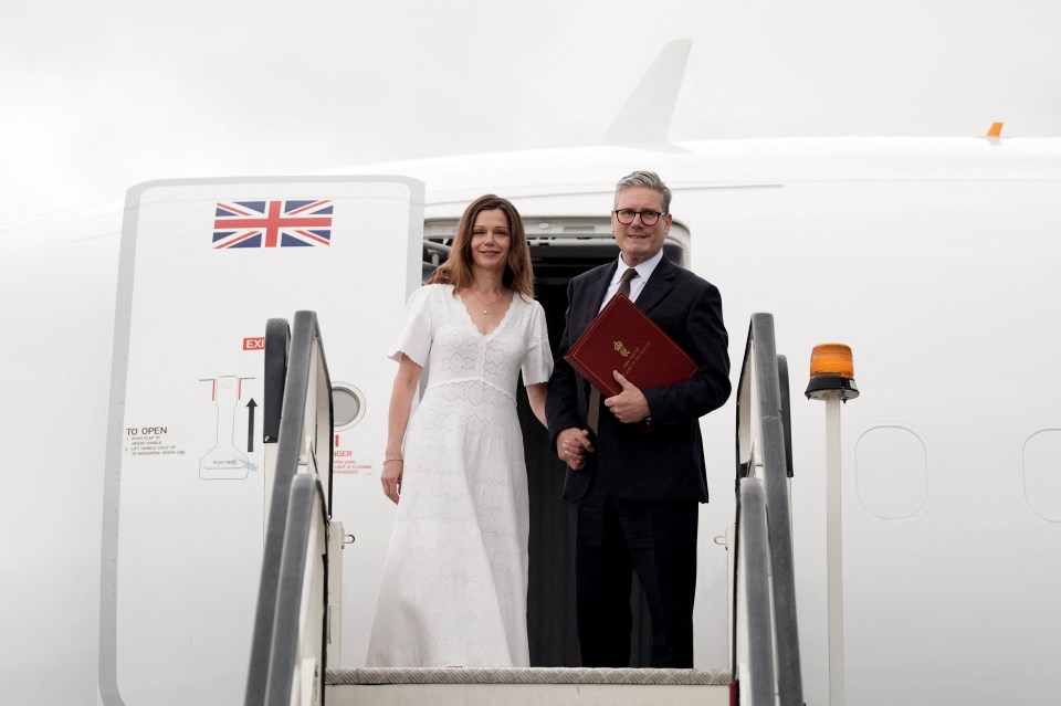 Sir Keir and Lady Vitoria at Stansted heading to the Nato summit this week