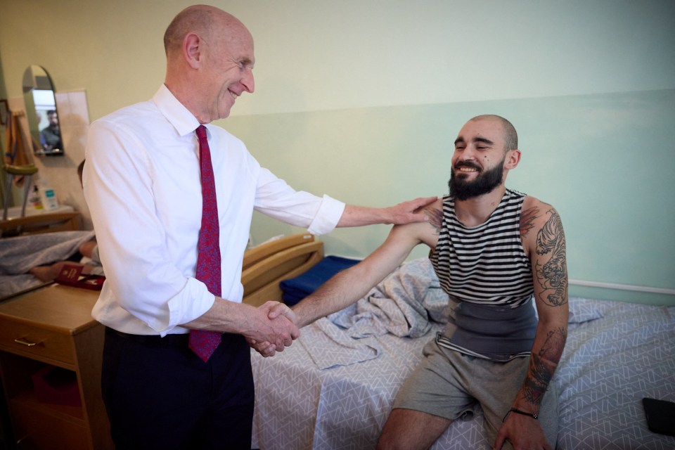 The Defence Secretary meets with an injured Ukrainian serviceman