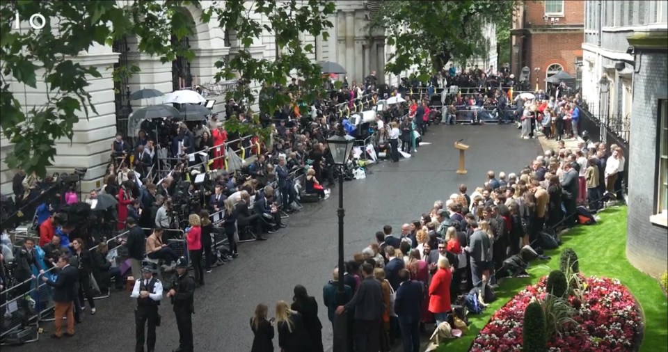 The media and supporters greet Sir Keir outside Number 10