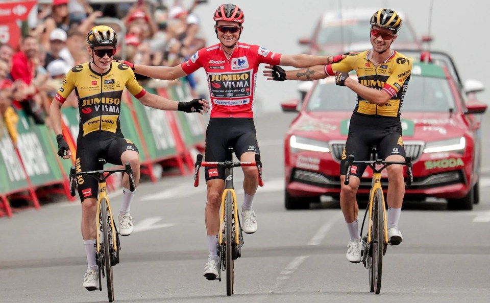 The Vuelta a Espana gets underway next month with American Sepp Kuss, centre, the defending champion