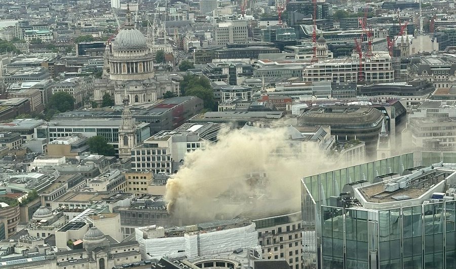 Smoke billowing near St Paul's Cathedral