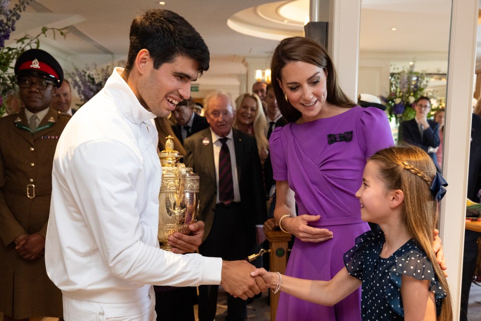 Princess Kate and Princess Charlotte met Wimbledon champion Carlos Alcaraz after he won the championship