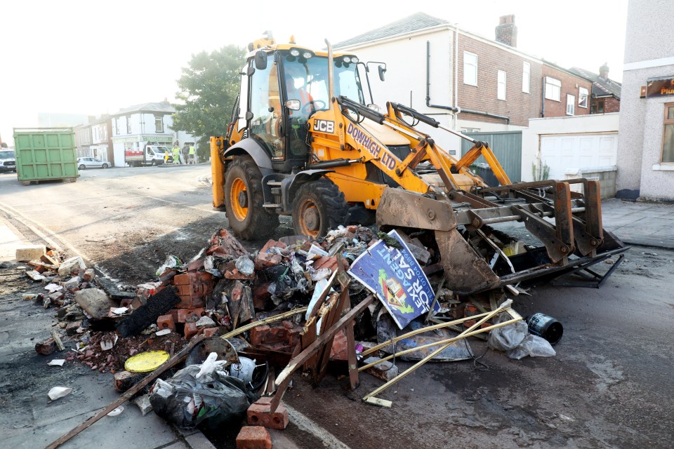 Clean-up operation gets underway on the streets of Southport after night of rioting