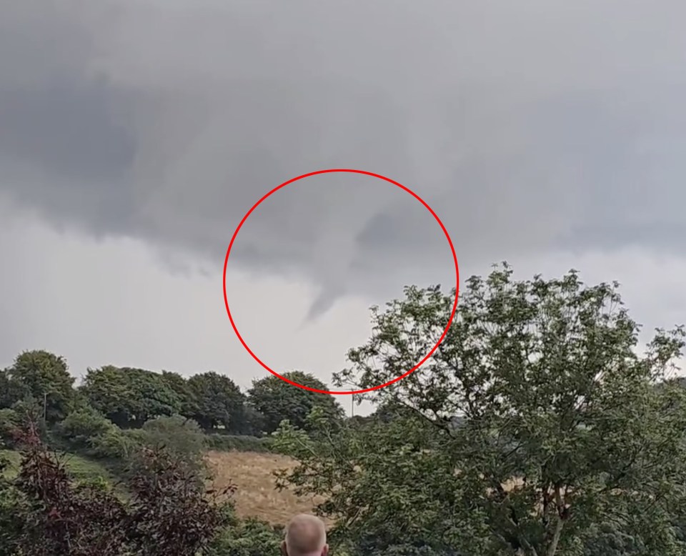 Meanwhile a funnel cloud was captured on film in Cornwall