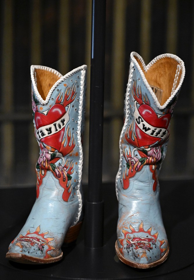 Cowboy boots with her name on from her country days, 2007