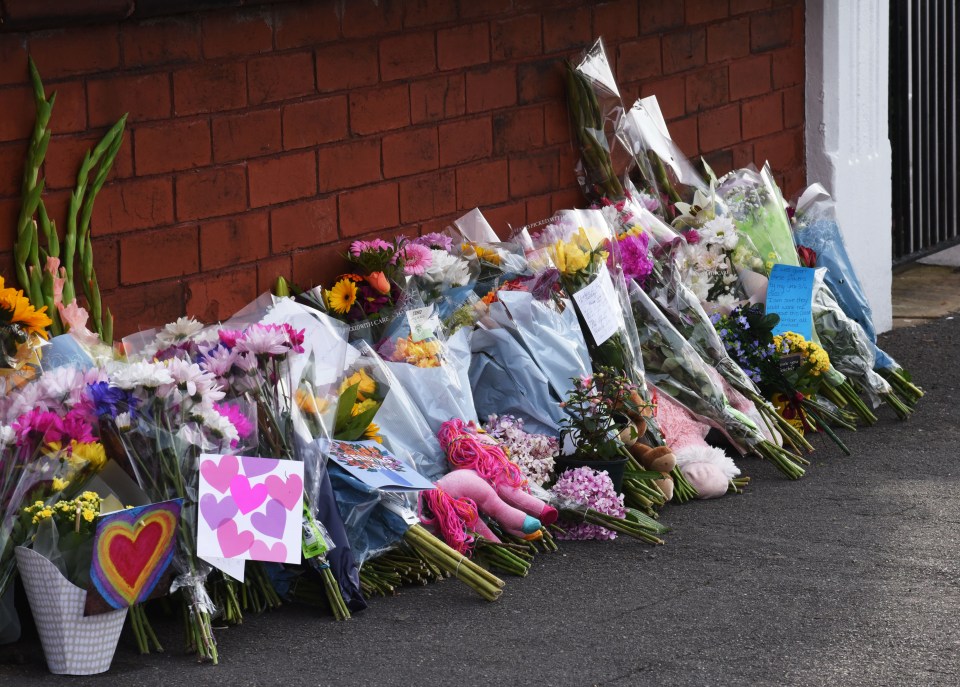 Floral tributes at the scene on Tuesday