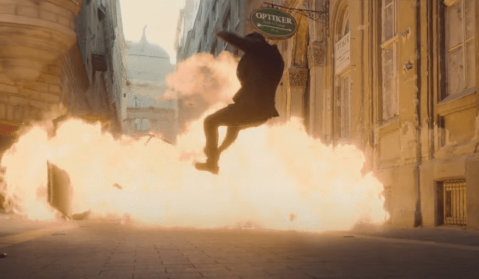 An explosive action scene in new TV version of thriller