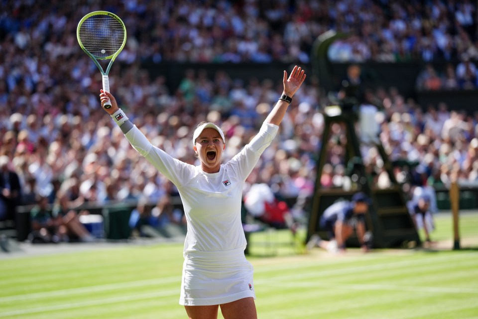 Barbora Krejcikova celebrates her winning moment