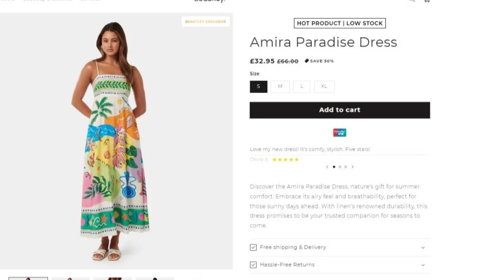 This website is using the model and image taken from Forever New where the dress retailed for £82.