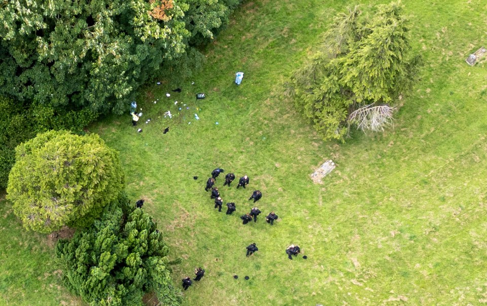 With police closing in on his hiding place in bushes in a cemetery, above, Clifford is thought to have turned the crossbow on himself and fired a bolt into his upper body