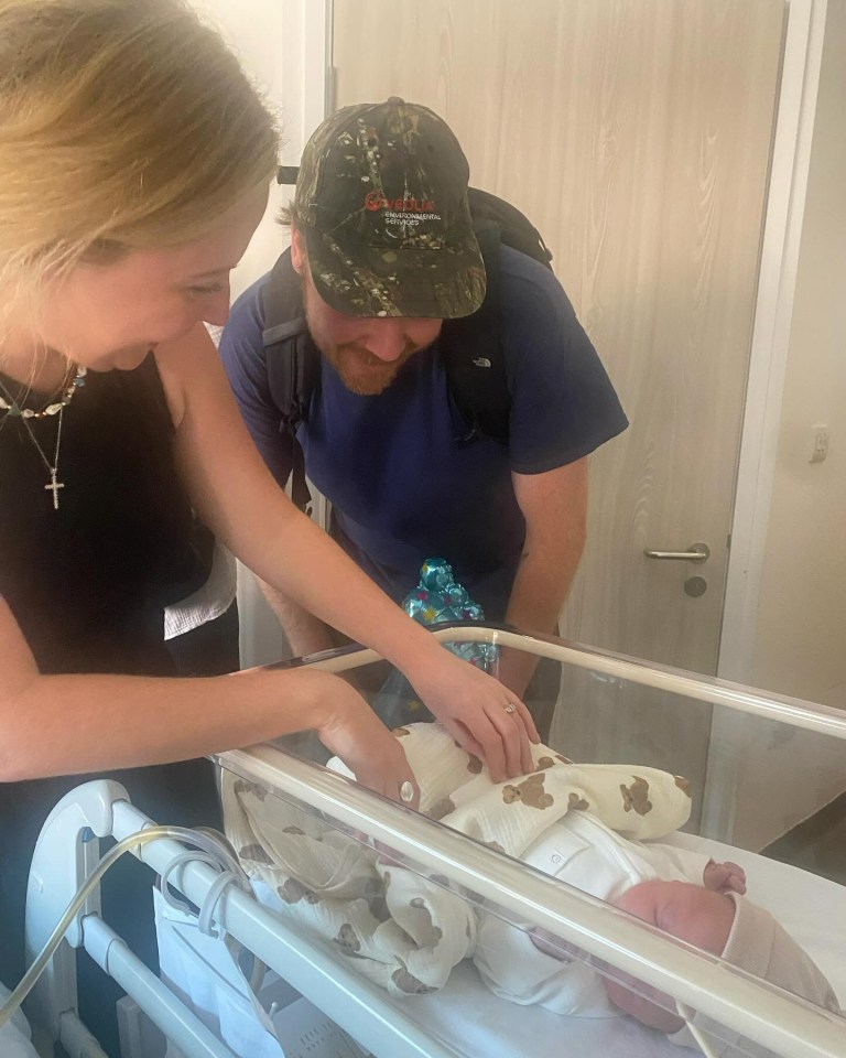 She shared a sweet photo of the couple bringing their son home from the hospital