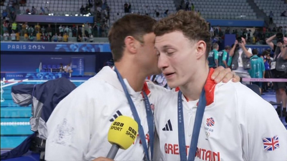 He had to be consoled by Tom Daley during the interview