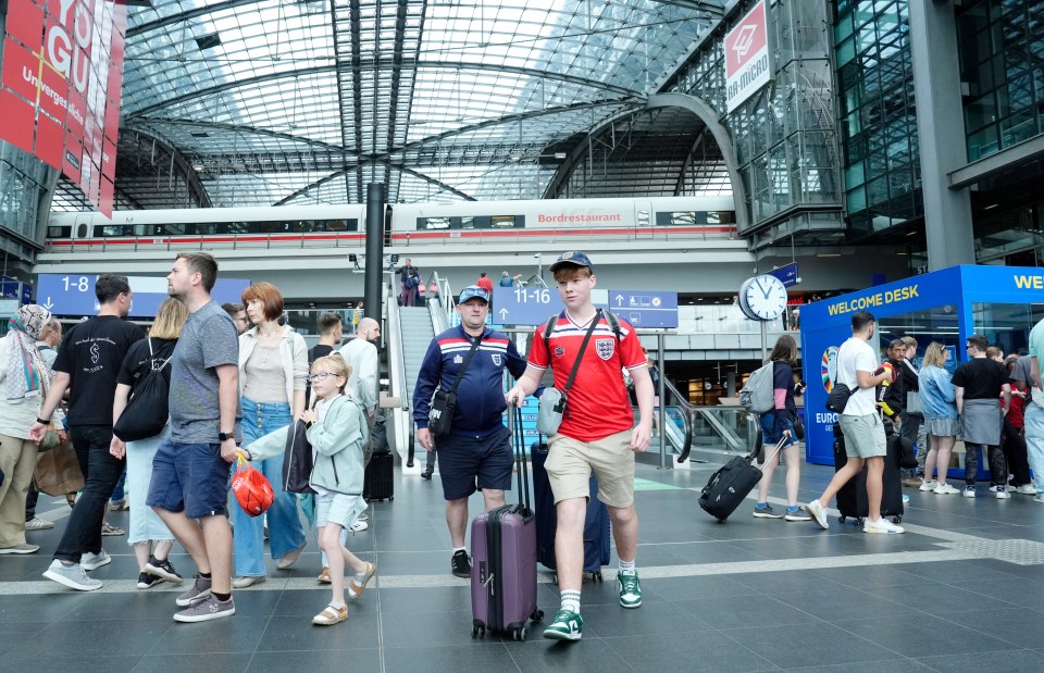 Berlin train station has seen an influx of Three Lions fans ahead of Sunday's game