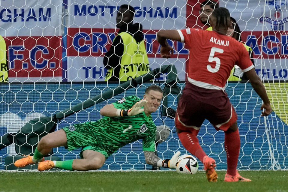 Jordan Pickford's penalty saving prowess was on display against the Swiss