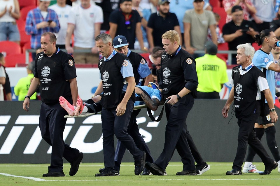 Maximiliano Araujo was stretchered off in a neck brace