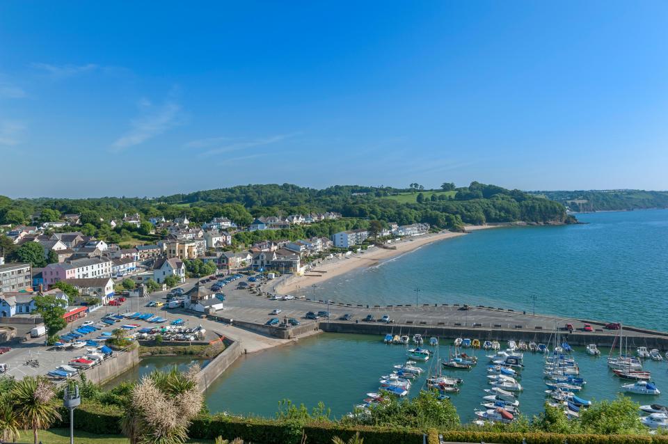 Saundersfoot seaside resort viewed from the famous St Brides Spa Hotel