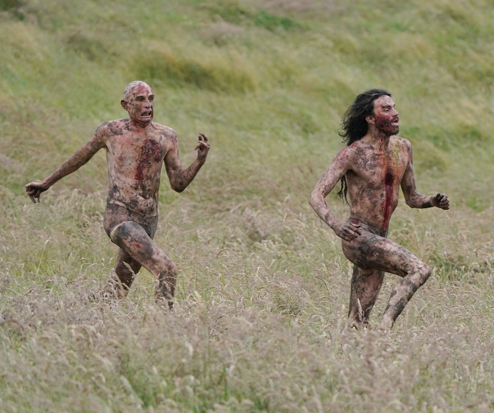 The terrifying zombies chase after the actress's character