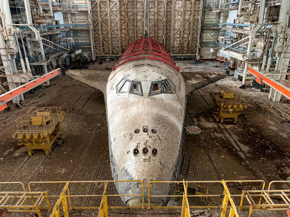 The space crafts now sit abandoned in an eerie warehouse in  the steppe of Kazakhstan